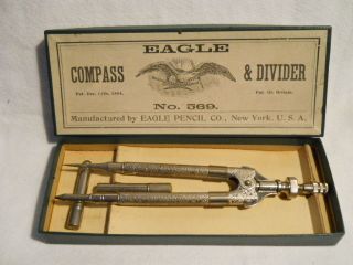 Vintage Compass & Divider No.  569 Eagle Pencil Company Ny Antique Pat.  1894 photo