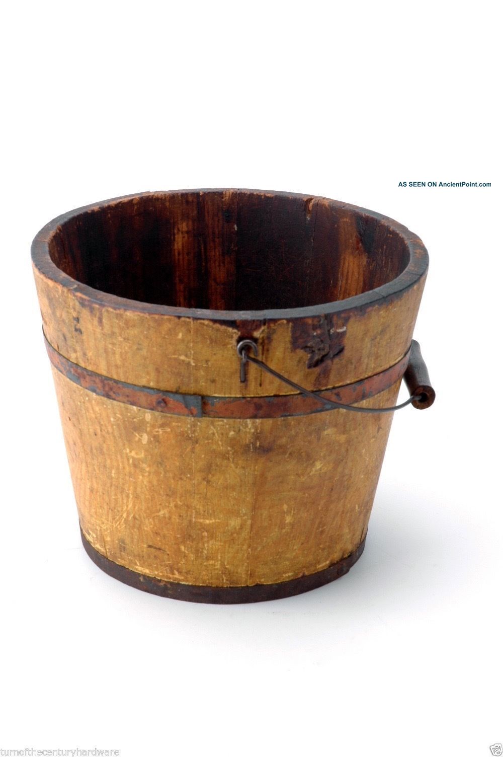 Antique Primitive Wooden Pail Bucket Yellow Grain Painted Ap10081510 Primitives photo