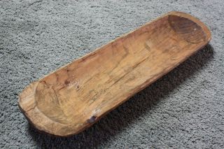 Carved Wooden Dough Bowl Primitive Wood Trencher Tray Rustic Home Decor 19 Inch photo