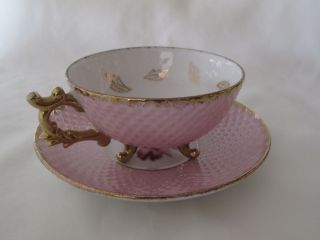 Vintage Norcrest Fine China Footed Cup And Saucer,  Orchid Flower Gold Trim photo