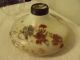 Rare Antique Hand Painted Glass Oil Lamp Font & Chimney W/ Solar Brass Burner Lamps photo 5