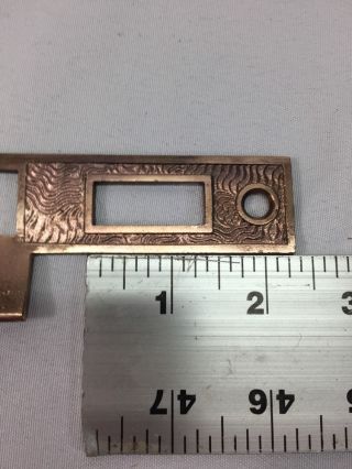 Eastlake Victorian Mortise Lock Striker Plate Antique Brass Door Hardware Vtg photo