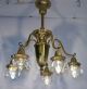 Vtg Antique Colonial Revival Chandelier Ceiling Fixture Lamp Solid Brass Prisms Chandeliers, Fixtures, Sconces photo 1