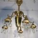 Vtg Antique Colonial Revival Chandelier Ceiling Fixture Lamp Solid Brass Prisms Chandeliers, Fixtures, Sconces photo 2