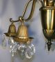 Vtg Antique Colonial Revival Chandelier Ceiling Fixture Lamp Solid Brass Prisms Chandeliers, Fixtures, Sconces photo 3