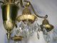 Vtg Antique Colonial Revival Chandelier Ceiling Fixture Lamp Solid Brass Prisms Chandeliers, Fixtures, Sconces photo 6