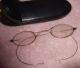 Antique Spectacles Eyeglasses Blue Lenses 4 Pairs Gold Wire Frames Case Optical photo 1