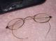 Antique Spectacles Eyeglasses Blue Lenses 4 Pairs Gold Wire Frames Case Optical photo 6