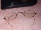 Antique Spectacles Eyeglasses Blue Lenses 4 Pairs Gold Wire Frames Case Optical photo 7