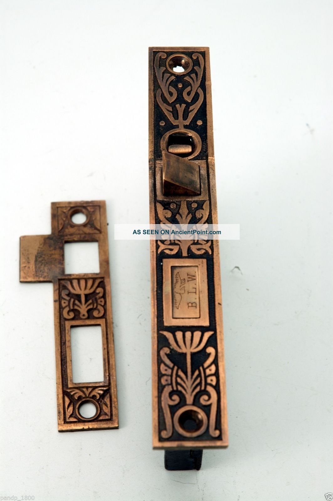 Antique Ornate Mortise And Strike Plate Lock Branford Lock 1880 ' S