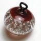 Antique Glass Paperweight Button Bubble Grid Design Over Red - Swirl Back Buttons photo 1