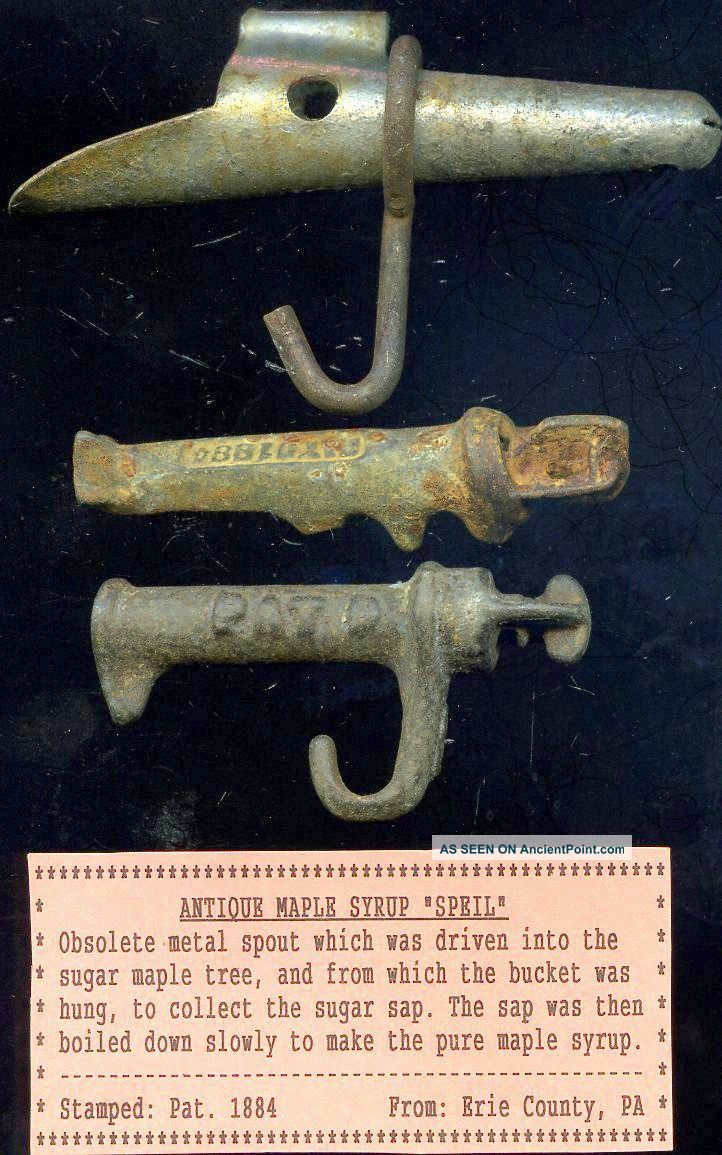 Antique Maple Sap Spiles,  Patented 1894,  1898,  ?.  In Making Maple Syrup Primitives photo