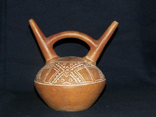 Pre - Columbian Vessel Huari Figures Culture photo
