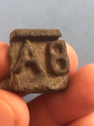 Roman Bronze Seal /capital Letters A B photo