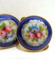 Exquisite Pair Antique French Enamel Cufflink Buttons - Flowers & Gold Scroll 19c Buttons photo 1