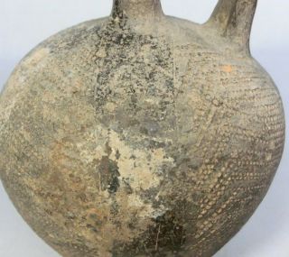 B314: Chinese Excavated Pottery Ware Bottle With Handle. photo