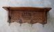 Antique French Carved Oak Wall Shelf Plate Coat Rack Copper Pot Scalloped 1900-1950 photo 1