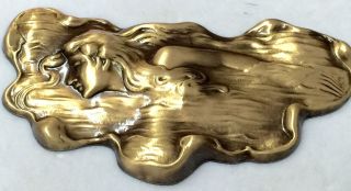 Large Stamped Brass Art Nouveau Woman Antique And Vintage Inspired Button 2 1/4 