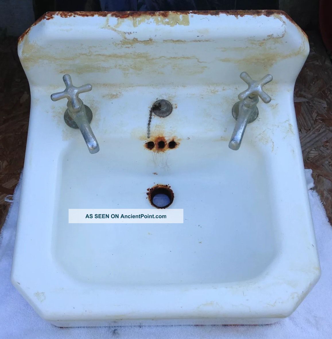 Vintage Mid Century Kohler White Porcelain Cast Iron Bathroom Sink Sinks photo