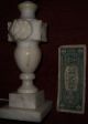 Alabaster Lamp Electric Italian Carved Stone Flowers Neoclassical Antique Shade Lamps photo 2