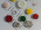 17 Vintage Antique Glass Buttons Flowers Buttons photo 2