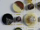 13 Antique Vintage Buttons Celluloid Rhinestones,  Pearlized Cream Brown Black Buttons photo 4
