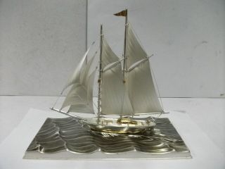 The Sailboat Of Silver985 Of Japan.  120g/ 4.  22oz.  2masts.  Takehiko ' S Work. photo