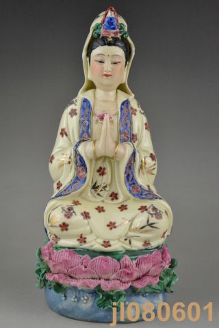 10.  25 Inch China Handwork Jingdezhen Porcelain Carve Kwan - Yin Big Statue photo