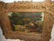 Old Oil Painting,  { Woman Near Her Cottage In The Woods,  Frame} Is Antique Other Antique Decorative Arts photo 1
