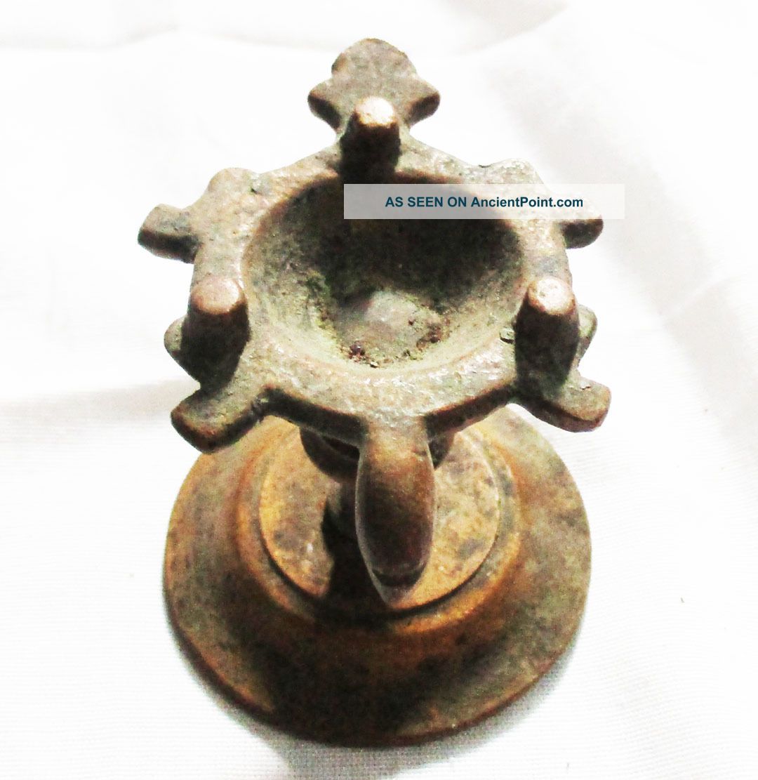 Antique Traditional Indian Ethnic Ritual Bronze Oil Lamp Rare Collectible Lamps photo