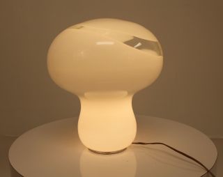 Vintage Mid Century Modern Vistosi White Glass Mushroom Lamp photo