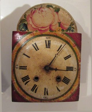 Antique 8 Day Wag Clock Movement German Signed Wood Dial Bell Needs Verge Parts photo