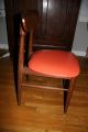 Mid Century Modern Chair Teak ? Orange Vinyl Accent 1950 ' S True Vintage Utah Post-1950 photo 3