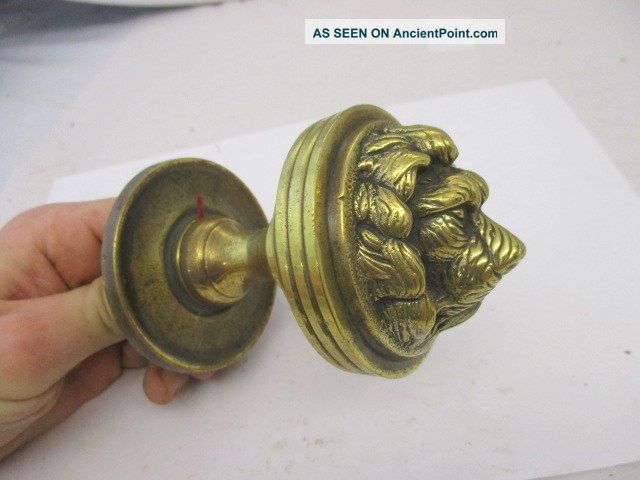 Vintage Brass Centre Door Knob Handle Pull Lions Head