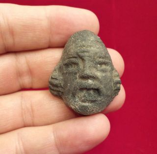 Clay Pottery Idol God Head - Pre Columbian Mayan Olmec Aztec Zapotec Artifacts photo