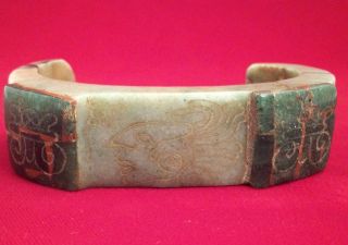 Jade Green Stone Mayan Bracelet - Pre Columbian Olmec Aztec Zapotec Artifacts photo