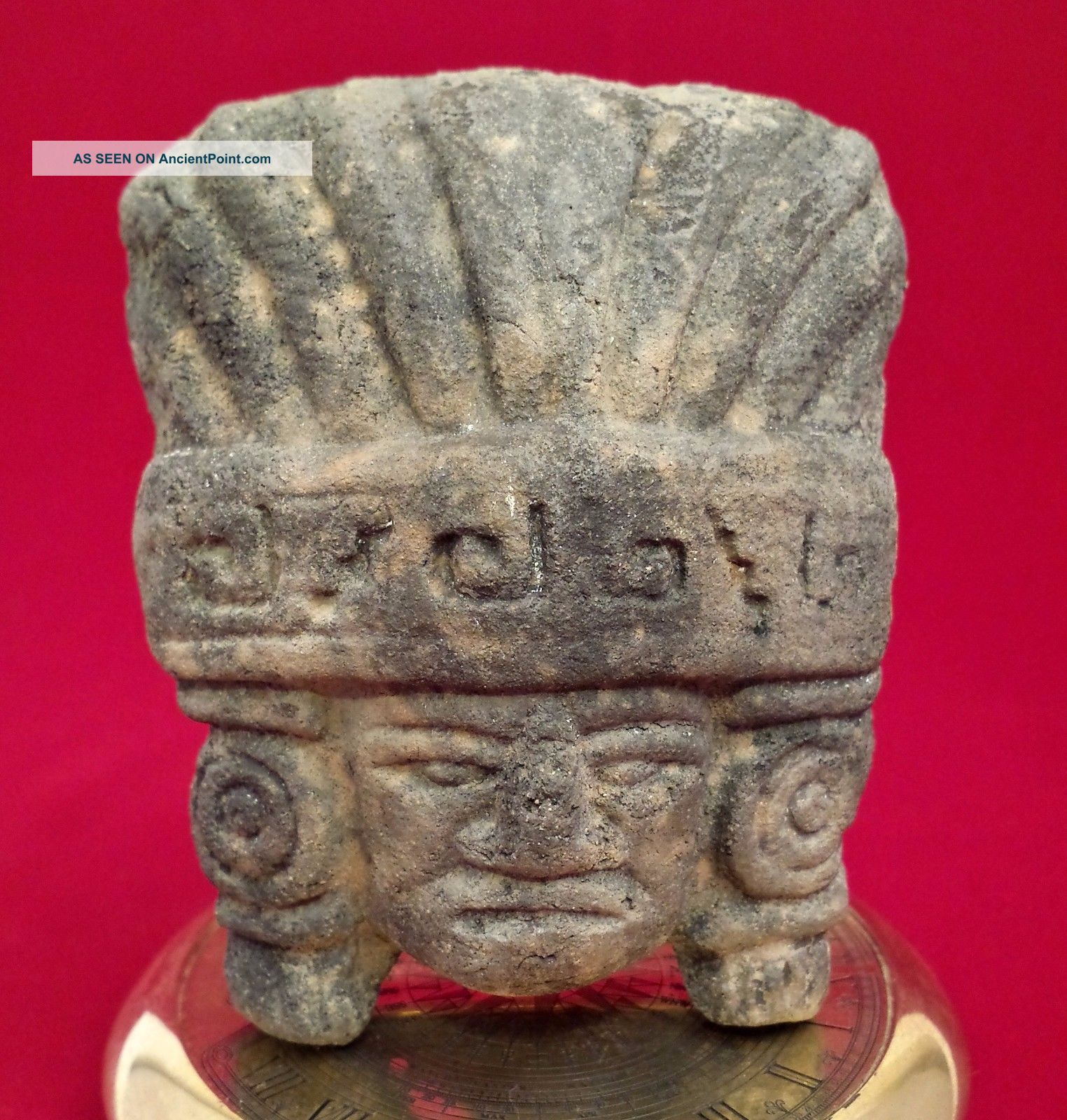 Clay Pottery Zapotec Mitla Chief Head - Pre Columbian Mayan Olmec Aztec Artifacts The Americas photo