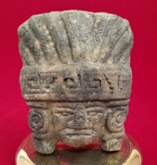 Clay Pottery Zapotec Mitla Chief Head - Pre Columbian Mayan Olmec Aztec Artifacts photo