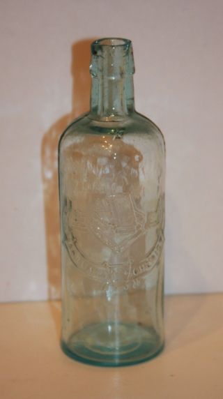 Antique 1800 ' S Blue Glass Bottle J.  A.  Williamson - Chemist Embossed On Front photo