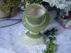 Pretty Lady Head Vase - Green And White Dress With Pearl Earrings And Green Hat Vases photo 4