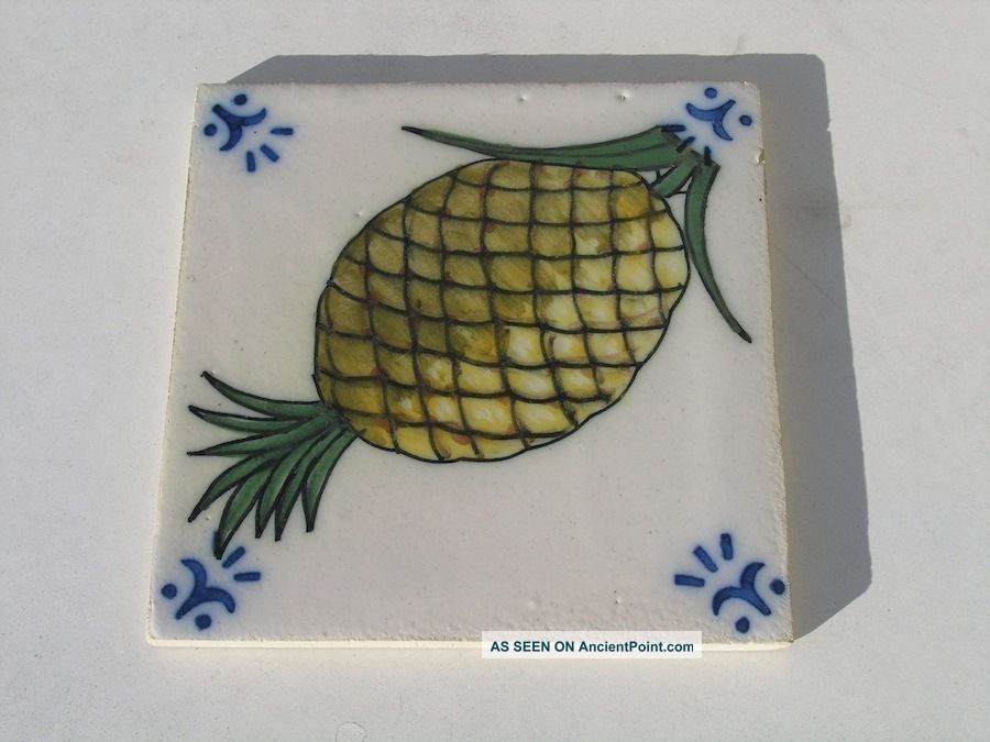 Vintage Portuguese Portugal Sant Anna Lisboa Pineapple Tile Tiles photo