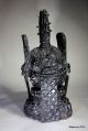 African Nigerian Tribal Art Benin Ebony Wood Carved Oba Statue Other African Antiques photo 3