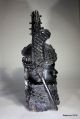 African Nigerian Tribal Art Benin Ebony Wood Carved Oba Statue Other African Antiques photo 4