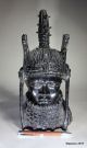 African Nigerian Tribal Art Benin Ebony Wood Carved Oba Statue Other African Antiques photo 8