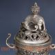Silver Copper Carved Elephant Incense Burner& Lid W Ming Dynasty Xuan De Mark Incense Burners photo 2