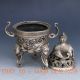 Silver Copper Carved Elephant Incense Burner& Lid W Ming Dynasty Xuan De Mark Incense Burners photo 8