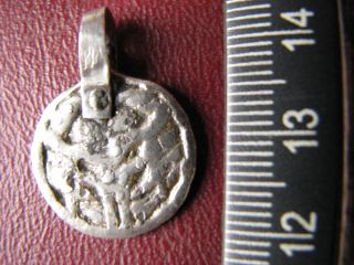 Ancient Artifact Viking Silver - Gilt Pendant With Odin Gripping Two Ravens Vk 11 photo