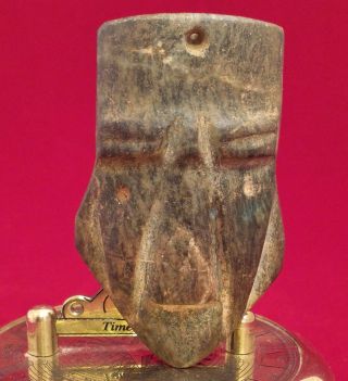 Mezcala Stone Face Figure Pendant Antique Pre Columbian Mayan Olmec Artifact photo