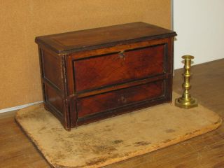 Great 19th C Pa Miniature Paneled Blanket Chest In Best Grained Paint photo