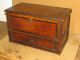 Great 19th C Pa Miniature Paneled Blanket Chest In Best Grained Paint Primitives photo 1